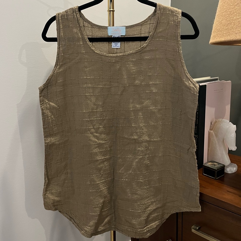 Khaki 90s Ezze Wear Woven 100% Woven Cotton Sleeveless Top